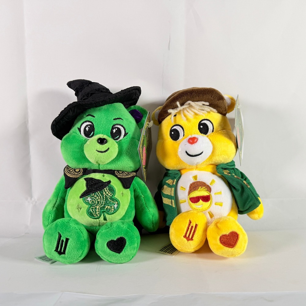 Wicked x Care Bears Plush Lot 2 Elphaba Witch & Fiyero Scarecrow NWT 8" Toys